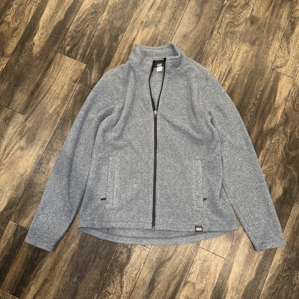 REI Co-op Fleece Full-Zip Jacket Long-Sleeve Men's Size L Grey Outdoor Hiking